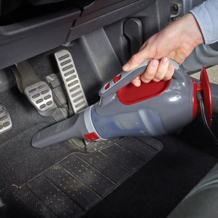Aspirateur à main spécial voiture - BLACK & DECKER ADV1200-XJ - 12,5 AW - 12V - Prise allume cigare - Rouge / Gris