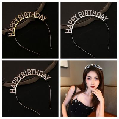 Female Jewelry  Crown Letter Birthday Hair Hoop Sweet Birthday Queen Headband  Women