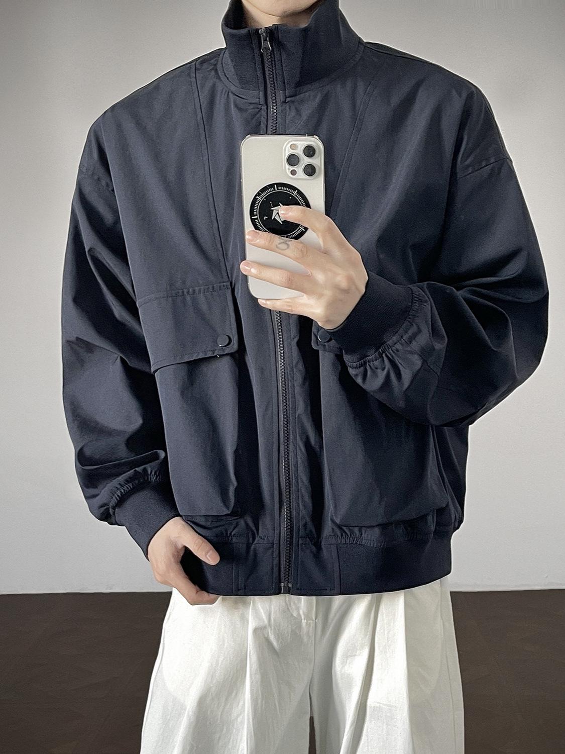 Jianheng Men s Trendy Windproof Pilot Jacket with Stand Collar 5XL (suggest 160-190 jin)