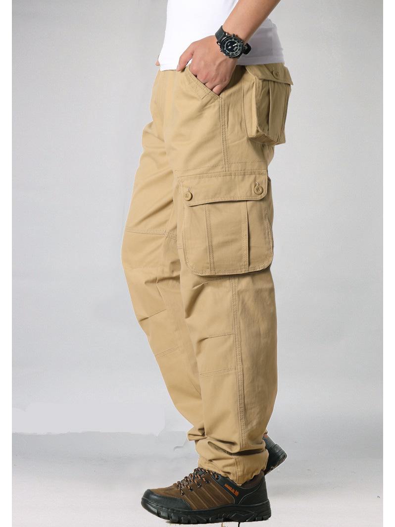 

Мужской повседневный комбинезон в корейском стиле с множеством карманов, прямого свободного кроя, модные брюки для студентов. 42 хаки