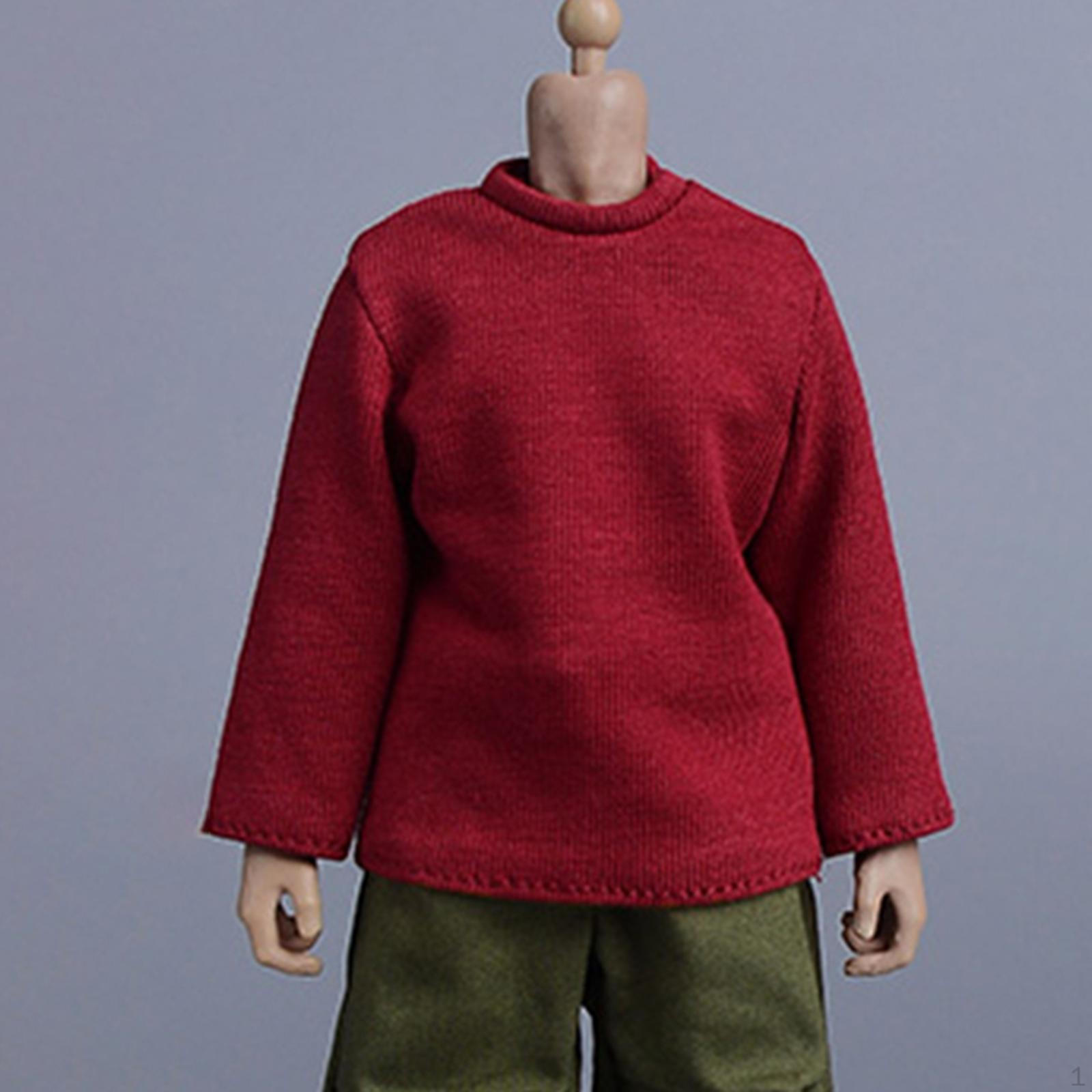 

1/12 Long Sleeve Shirt Costume Small Handmade Fashion Doll Casual Basic Top Pullover for 6 inch темно-червоний колір