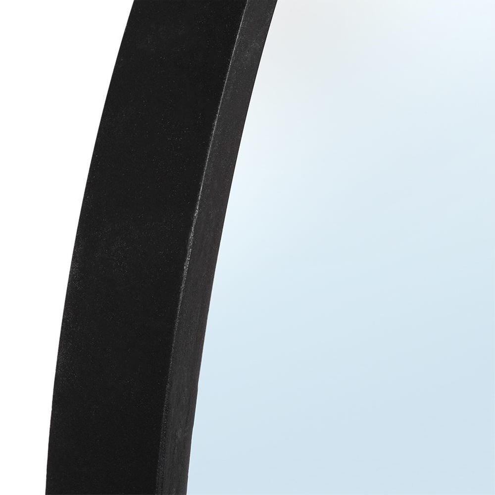 Wooden wall mirror, black, round, 50 cm