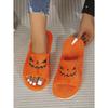 Women's Slippers Women's Halloween Jack-O-Lantern Slippers Soft Plush Comfortable Open Toe Wear Plush Slippers