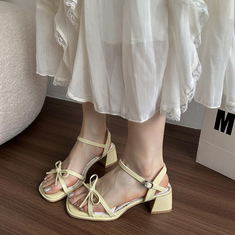 French silver with skirt open-toe with sandals women's 2025 summer new fashion floral thick heel high heels