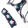 Bikini Set Ins Retro Black Strapless Bra Floral Bowknot Luxury Brazilian Women Swimsuit Beach