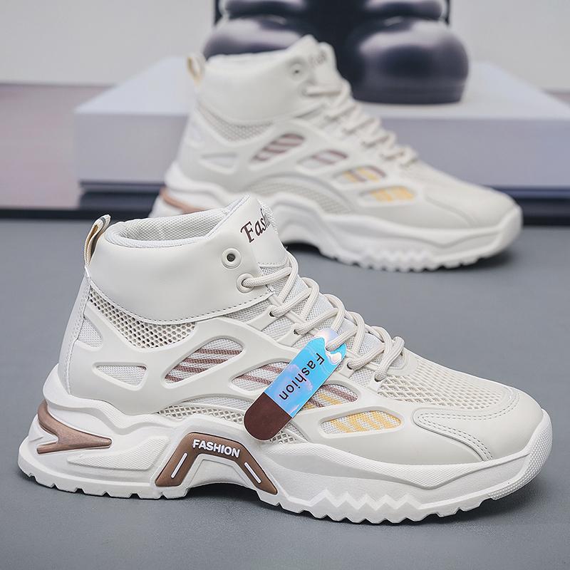 Yeni erkek rahat dış mekan rahat kalın tabanlı file ayakkabılar Yüksek bilekli spor ayakkabılar Baba ayakkabıları günlük erkek ayakkabıları spor ayakkabılar