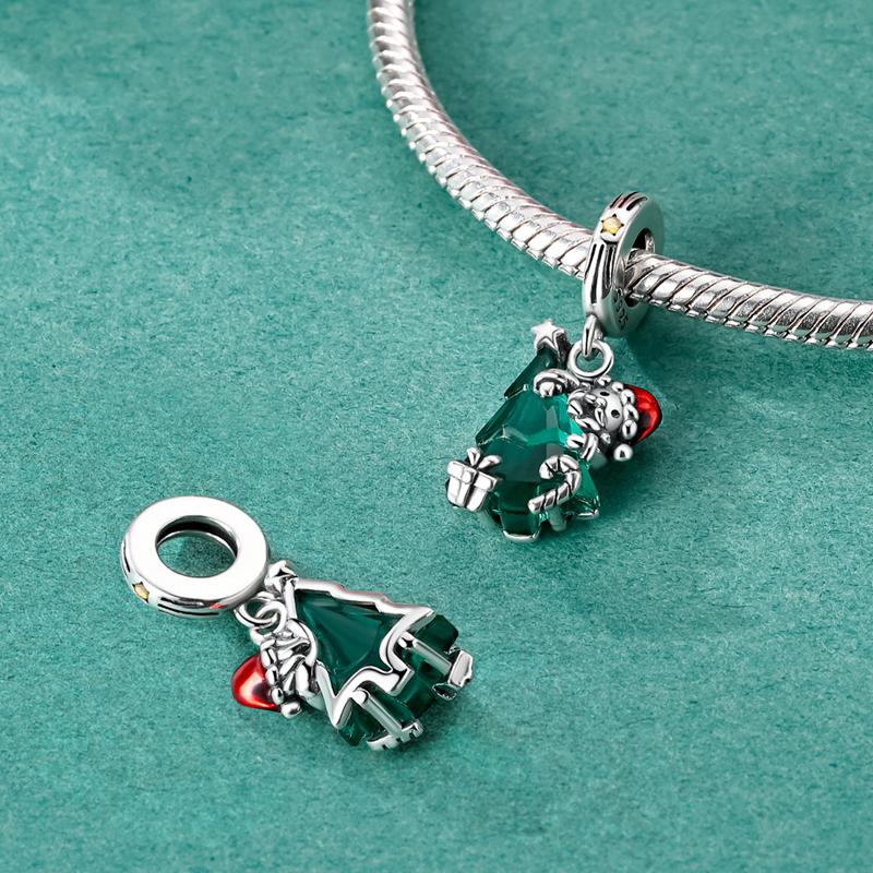 Copper Santa Claus Beads Christmas Tree Charms Fit 3Mm Women Bracelet Diy Accessories Christmas Gift Fine Jewelry