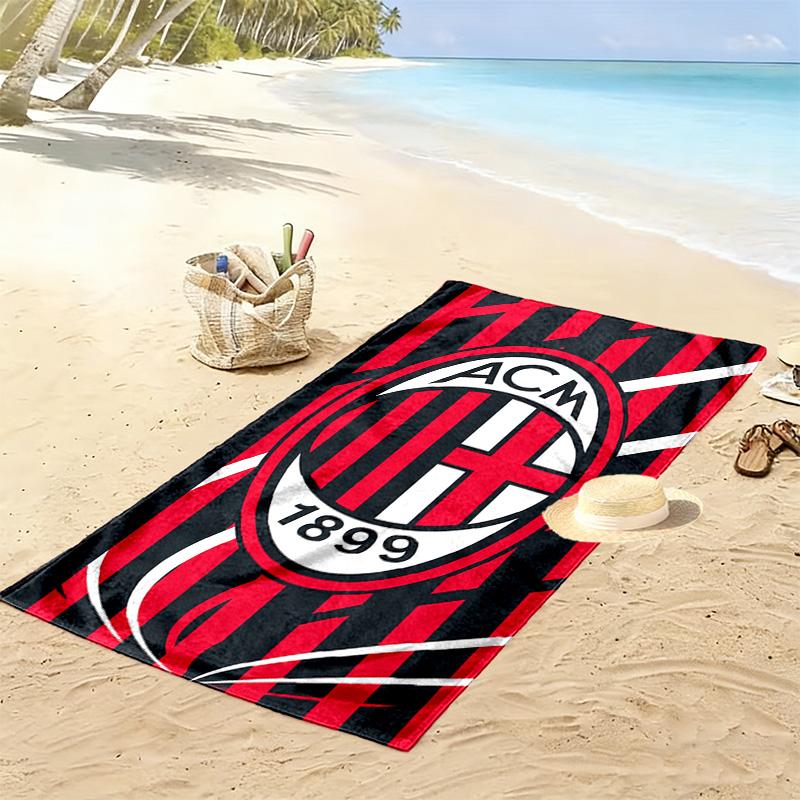 Asciugamano da Spiaggia Stampa AC Milan, Asciugamano Grande Morbido Asciugatura Rapida per Spiaggia Campeggio Nuoto