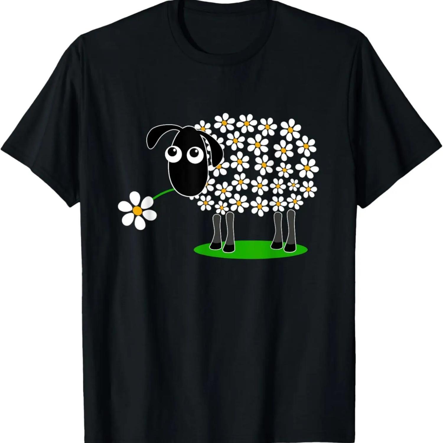 Cute sheep with flower wool t-shirt for girls and mum T-Shirt S