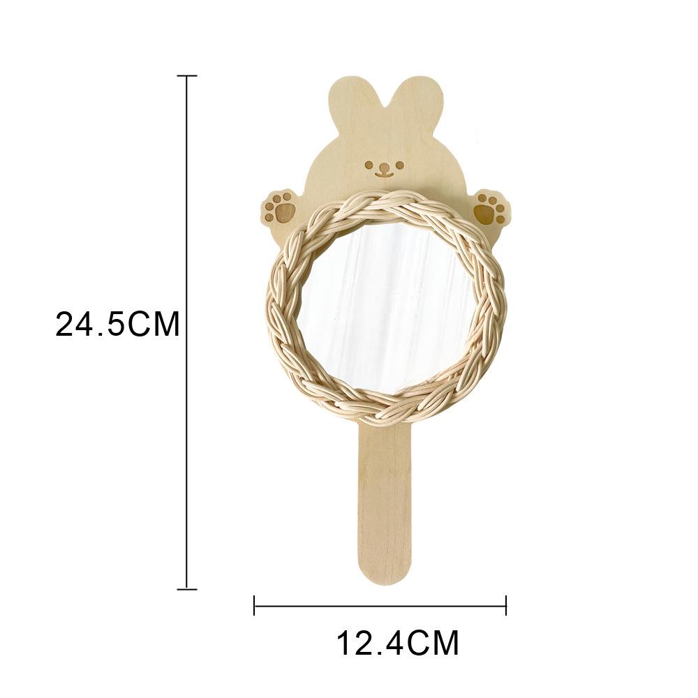 

Ручной работы плетеное детское ротанговое зеркало забавное мультяшное ручное зеркало с изображением животных деревянное ротанговое домашнее зеркало для спальни