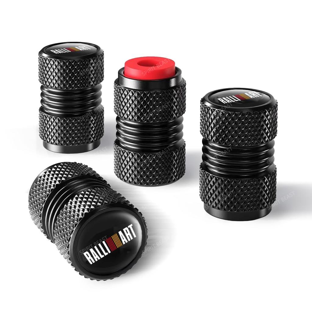 RALLI ART Mitsubishi Air Valve Cap with Exclusive Logo, Aluminum