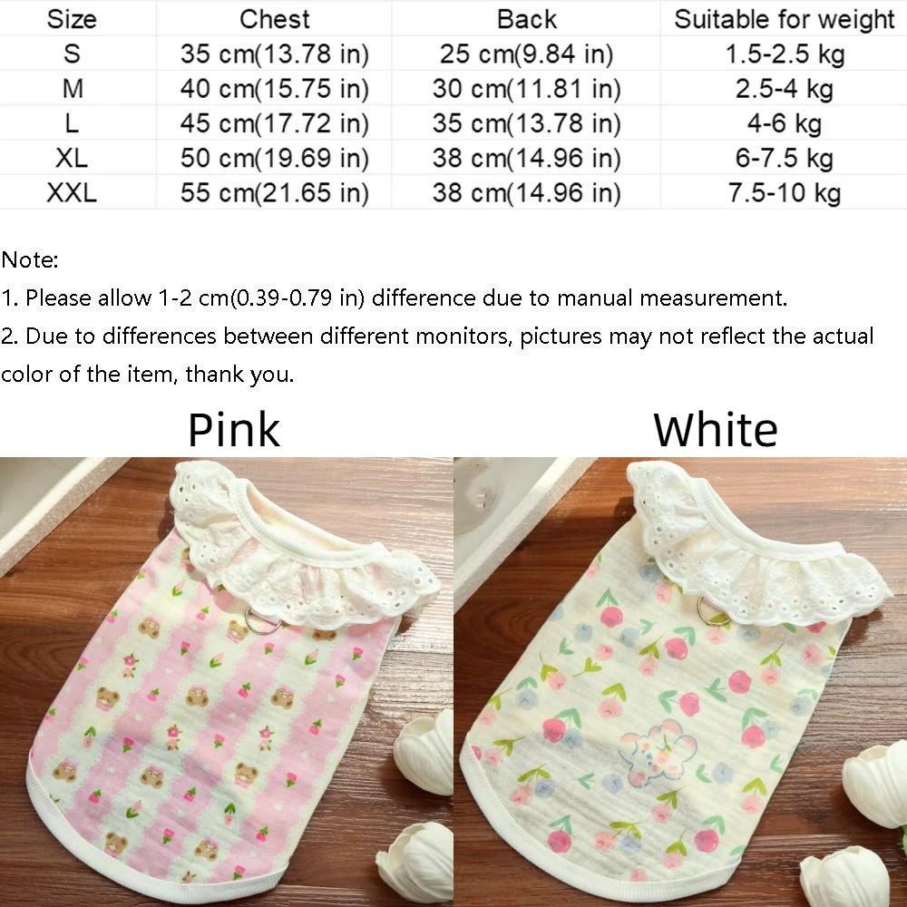 Cute Cartoon Print Lace Collar Dog Vest Thin Soft Summer Pet Clothes with D-Ring Breathable Cat Cooling Vest Daily Wear