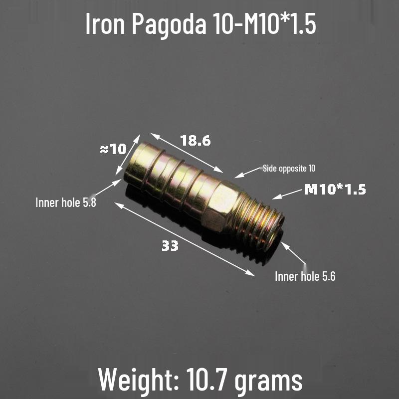 Iron-Plated Threaded Pagoda Hose Connector - Fits 1/2, 3/4, 3/8, 1/4, 1 Inch