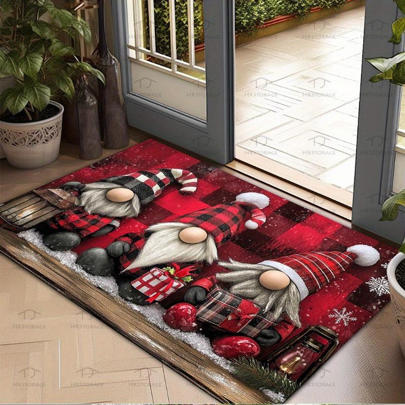 Christmas Gnome Mat Gnome Holding Gift Welcome Mat Entrance Carpet Kitchen Bathroom Living Room Bar Cafe Stylish Home Decoration