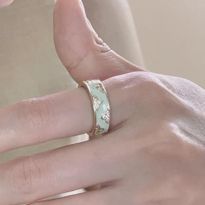 Enamel Decorative Ring, a Unique Ring with a Niche Design Sense for Women, Light Luxury, Exquisite and High-end Dripping Oil Jewelry.