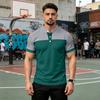 Men's Casual Short Sleeve Polo Shirt Button Placket Stand Collar Slim Fit Lightweight Breathable Fabric Summer Top