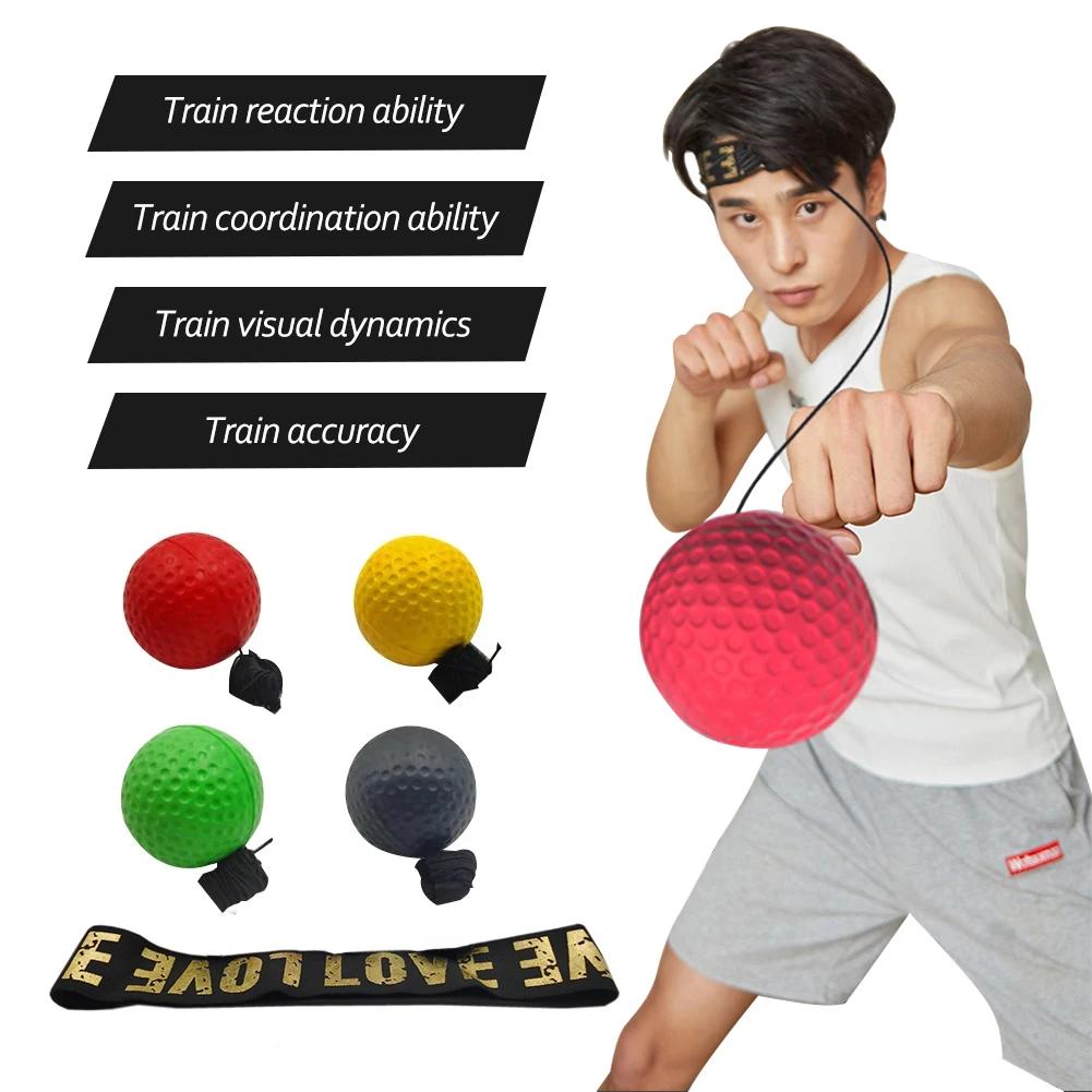 Boxing Speed Ball Head-mounted PU Punch Ball MMA Muay Thai Fighting Training Hand Eye Reaction Home Sandbag Gym Boxing Equipment