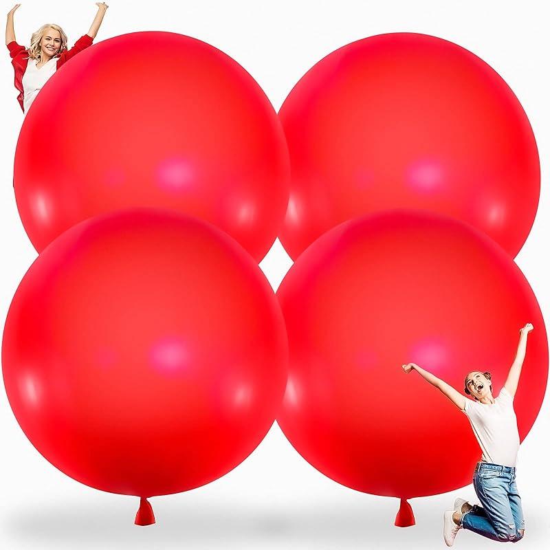 Karenhi 4 Pcs 72 Inch Giant Balloons Big Round Latex Jumbo Balloons Heavy Duty Inflatable Ball for Birthday Bridal Shower Party Decorations, Inflate