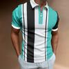 Polo Collar Summer Casual Khaki Striped T Shirt Men Tops
