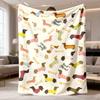 2026 New Arrival Flannel Blanket 1pc Cute Sausage Dog Flannel Blanket - Best Friend & Woof Design, Soft & Cozy for Bedroom, Dorm, Car, Outdoor, Sofa, 