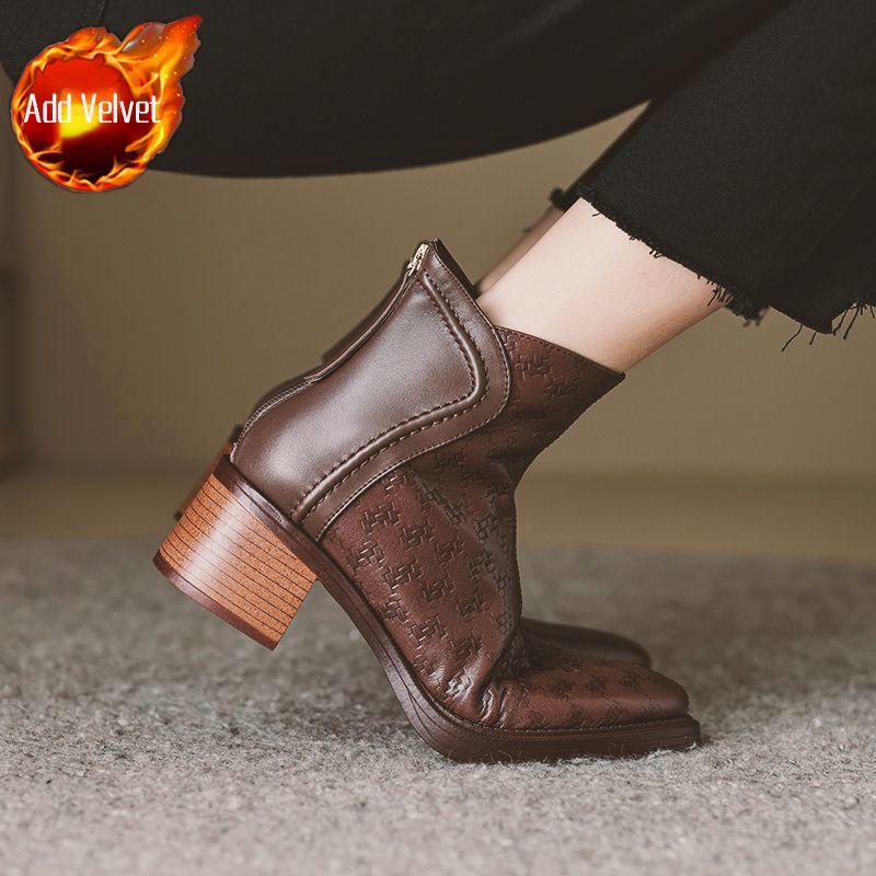 

Модные женские короткие туфли кожаные элегантные на среднем каблуке меховые горячие ботильоны шикарные дизайнерские роскошные готические высокого качества женские ботильоны 40