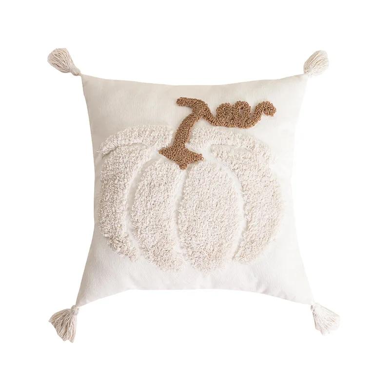 Halloween Charms Decorative Sofa Cushion Covers Halloween Fabric Couch Pillow Covers Embroidered Yellow Pillowcase