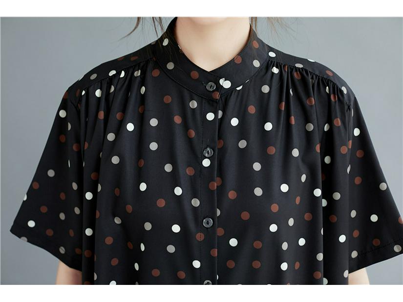 2020 Summer Korean Polka Dot Plus Size Long Shirt Dress