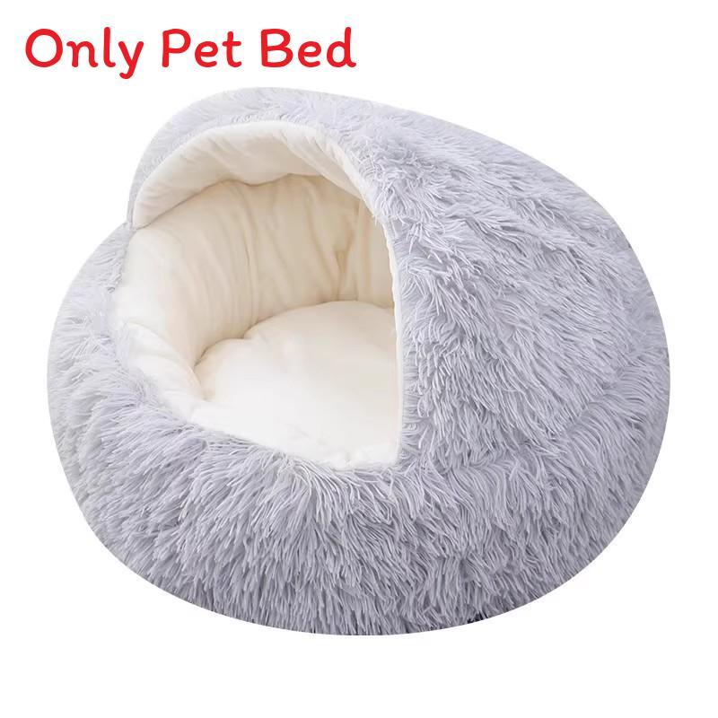 Bionic Shell Shape Cat Bed Enclosed Plush Warm Thickened Winter Sleep Pad For Small Pets