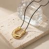 Vnox Punk Large Gold Polish U-Shape Horseshoe Pendant Necklace for Women, Adjustable Black Leather Rope Necklace Party Jewelry