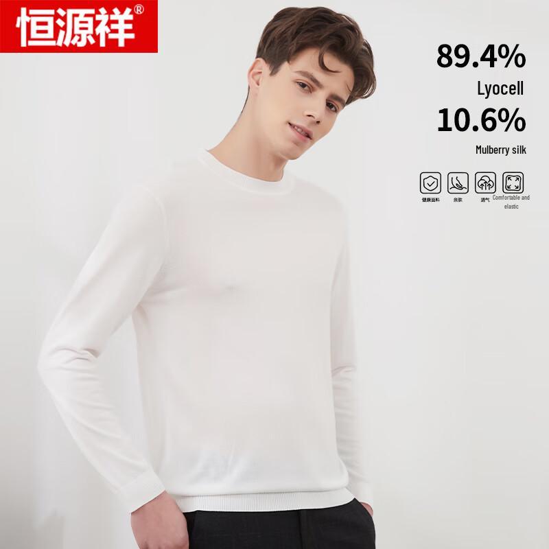 Hengyuanxiang Herren Rundhals-T-Shirt aus Maulbeerseide-Mischgewebe