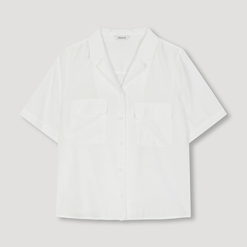 

She S miSS V Neck Open Collar Short SleeVe Shirt SwwStn22060 Wh white/66
