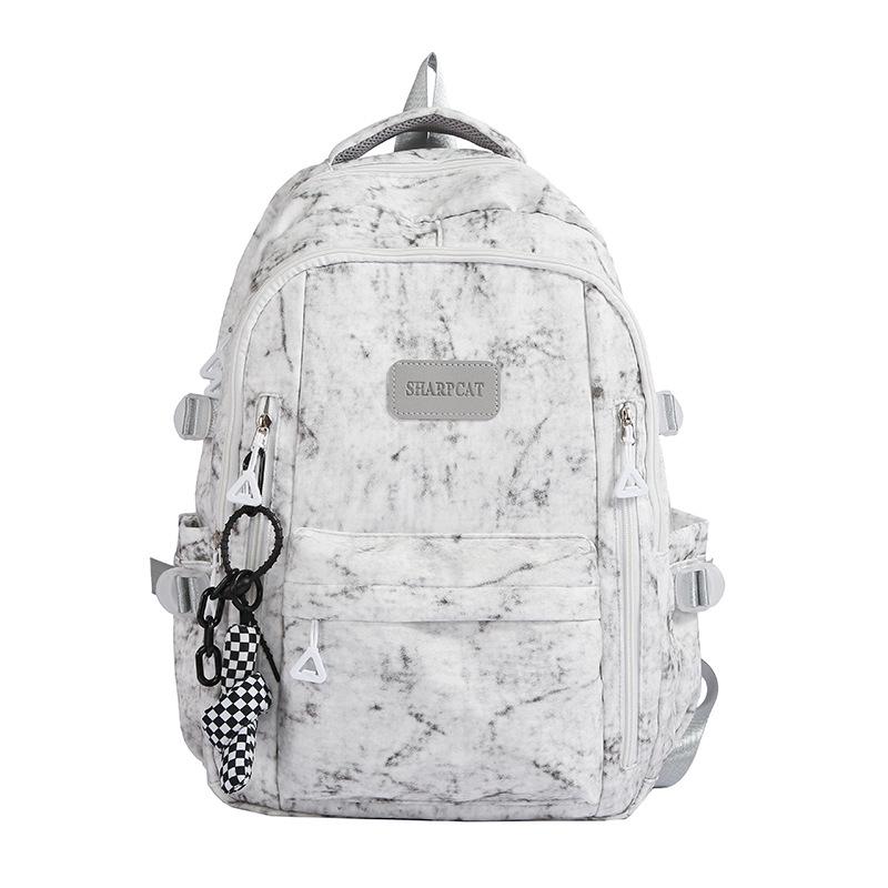 

Japanese Tie-Dye Lightweight Backpack for Students - Large Capacity, Casual Double Shoulder Bag for Travel and School белый