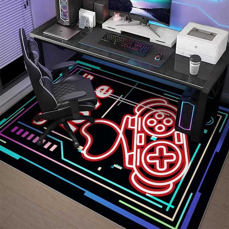 Gamingzimmer Teppich Rutschfest Schmutzabweisend Verschleißfest Bodenmatte Controller-Muster Schlafzimmerteppich Große Größe Heimdekorationsmatten