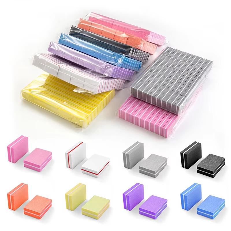 50pcs/pack Mini Sanding Nail File Sponge Cube Two-sided Polished Sponge Strip Block Professional 100/180 Sandpaper Manicure Tool