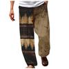 Men's Fashion Loose Casual Printed Wide Leg Pocket Sports Trousers