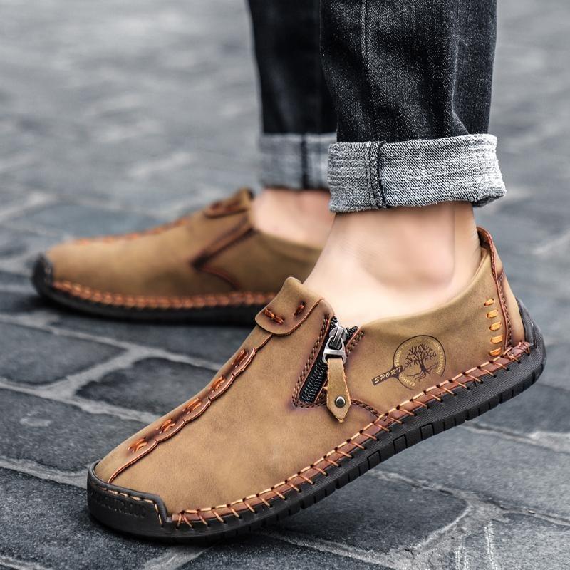 Scarpe casual in pelle da uomo primaverili e autunnali Scarpe da guida per auto da uomo di grandi dimensioni Scarpe casual fatte a mano traspiranti da uomo
