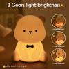 Silicone Teddy Bear Fun Night Light 3 Level Dimmable Nursery Light Colorful Warm White Sleeping Beside Lamp For Bedroom