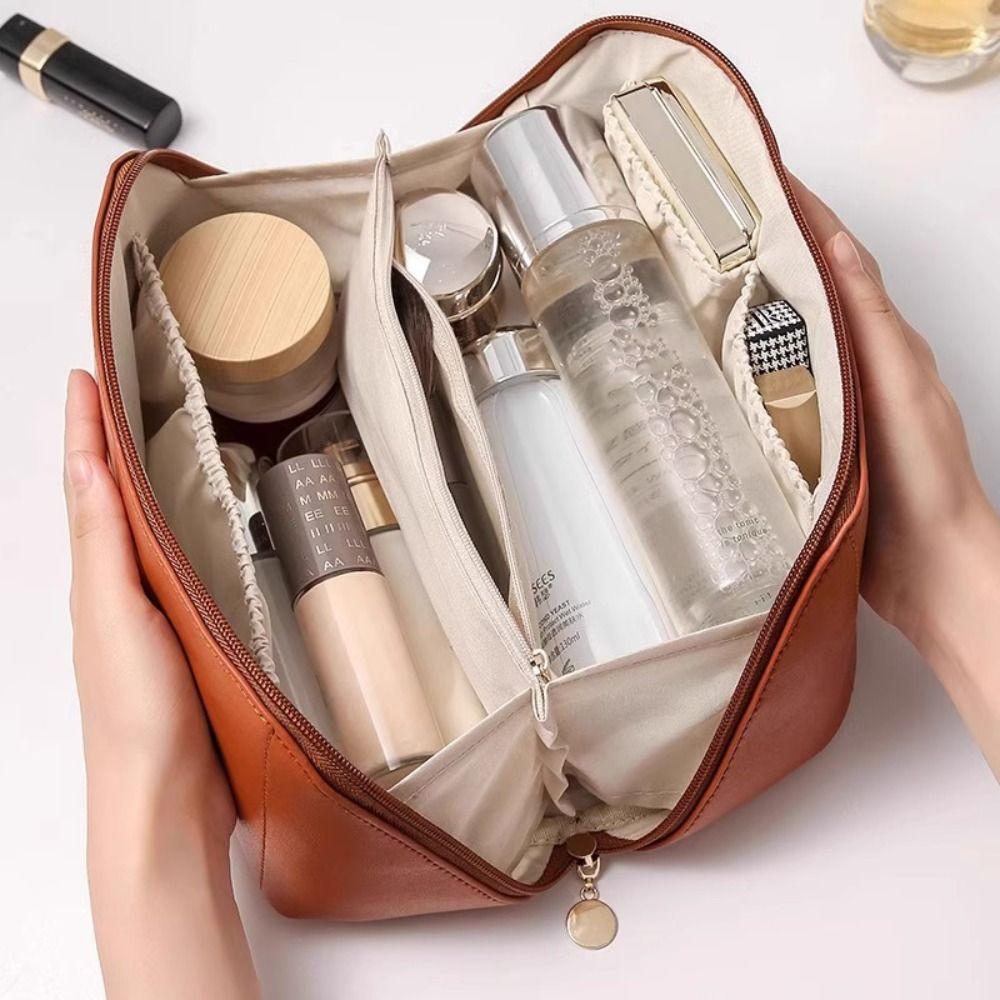 PU Leather Pillow Makeup Bag Large Capacity Travel Toiletry Bag Handheld Cosmetic Case  Outdoor