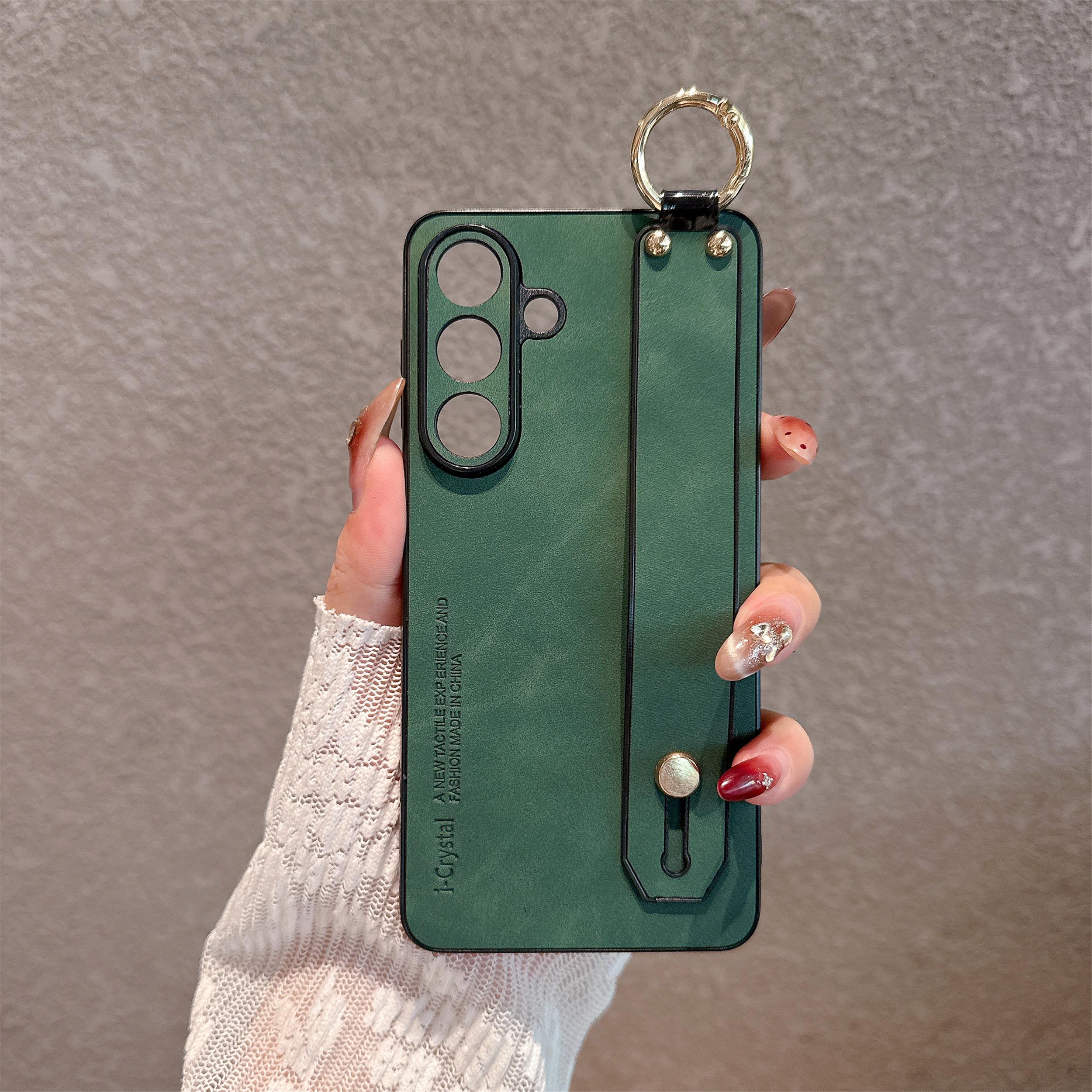 

Wristband Holder Leather Case For Samsung Galaxy S26 S25 S24 S23 S22 S21 Ultra Plus Silicone Soft Bumper Ring Buckle Stand Cover Galaxy S21