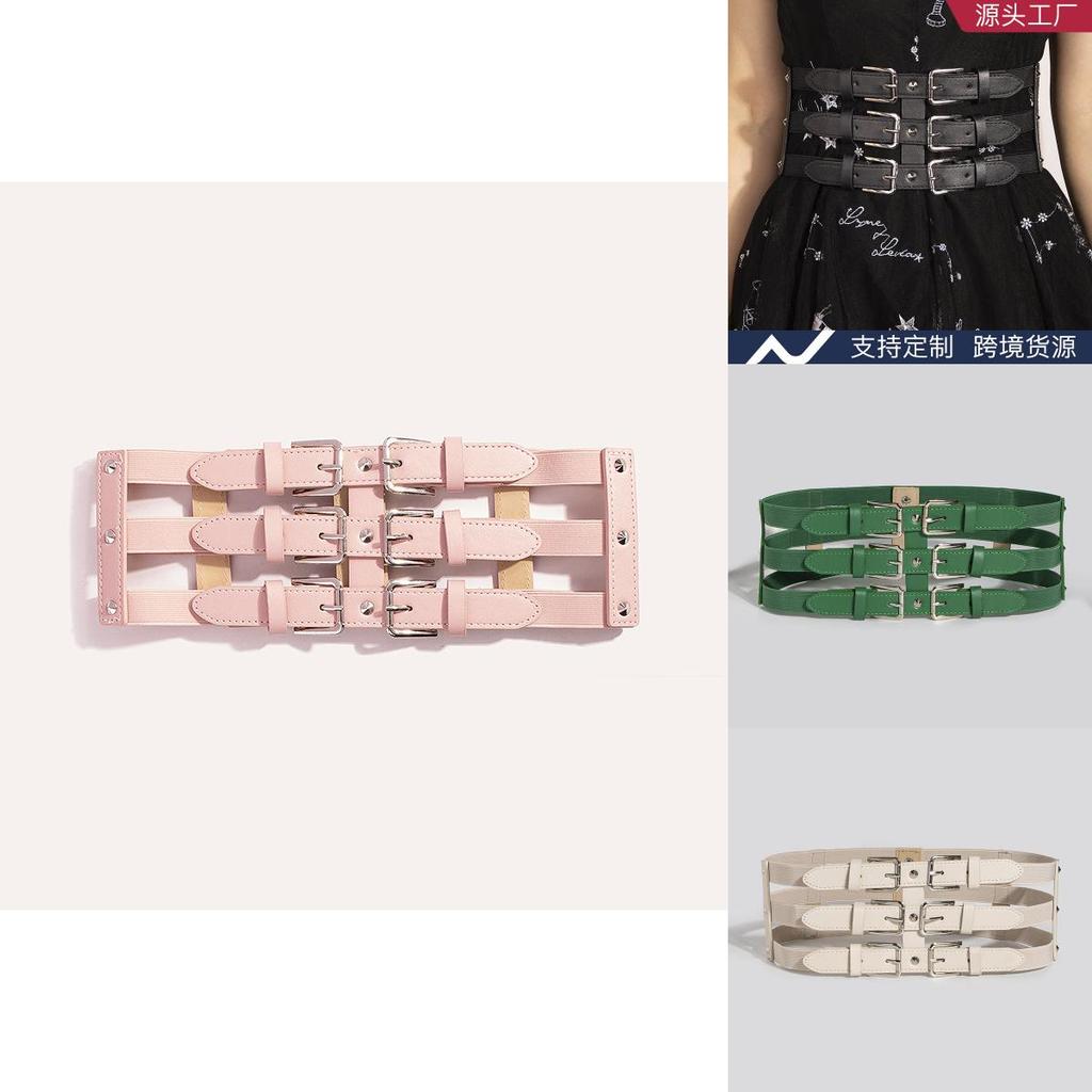 Punk Style Womens Wide Waist Belt With Elastic Band For Fashionable Casual Wear