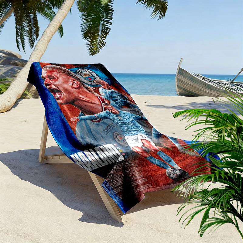 Haaland'S Norwegen Fußball Ruhm Strandtuch Strand Outdoor Camping Schnelltrocknendes Badetuch Küste Schwimmen Reise Und Urlaubs Handtücher Strandtuch