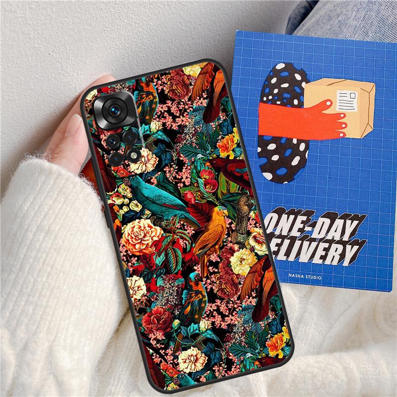Garden Birds Vintage Tropical FLORAL Funda For Xiaomi Redmi Note 13 Pro 14 9 10 11 12 9S 10S 11S 12S Redmi 13C 10C 12C 14C Case