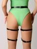 Women'S Adjustable Leather Leg Garter Belt, Punk Thigh Garters With Metal Rings, Parties And Dancing