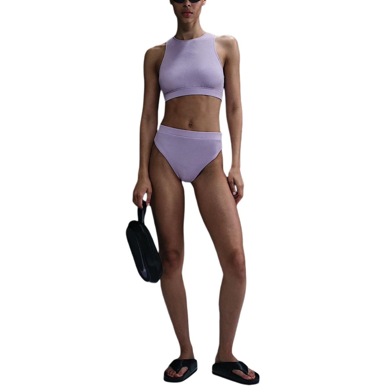 

Nike Swim Elevated Essential Logo Bikini Comfortable Versatile Solid Color Swimwear Women swimwear Hydrangea-Purple White HV8567-515