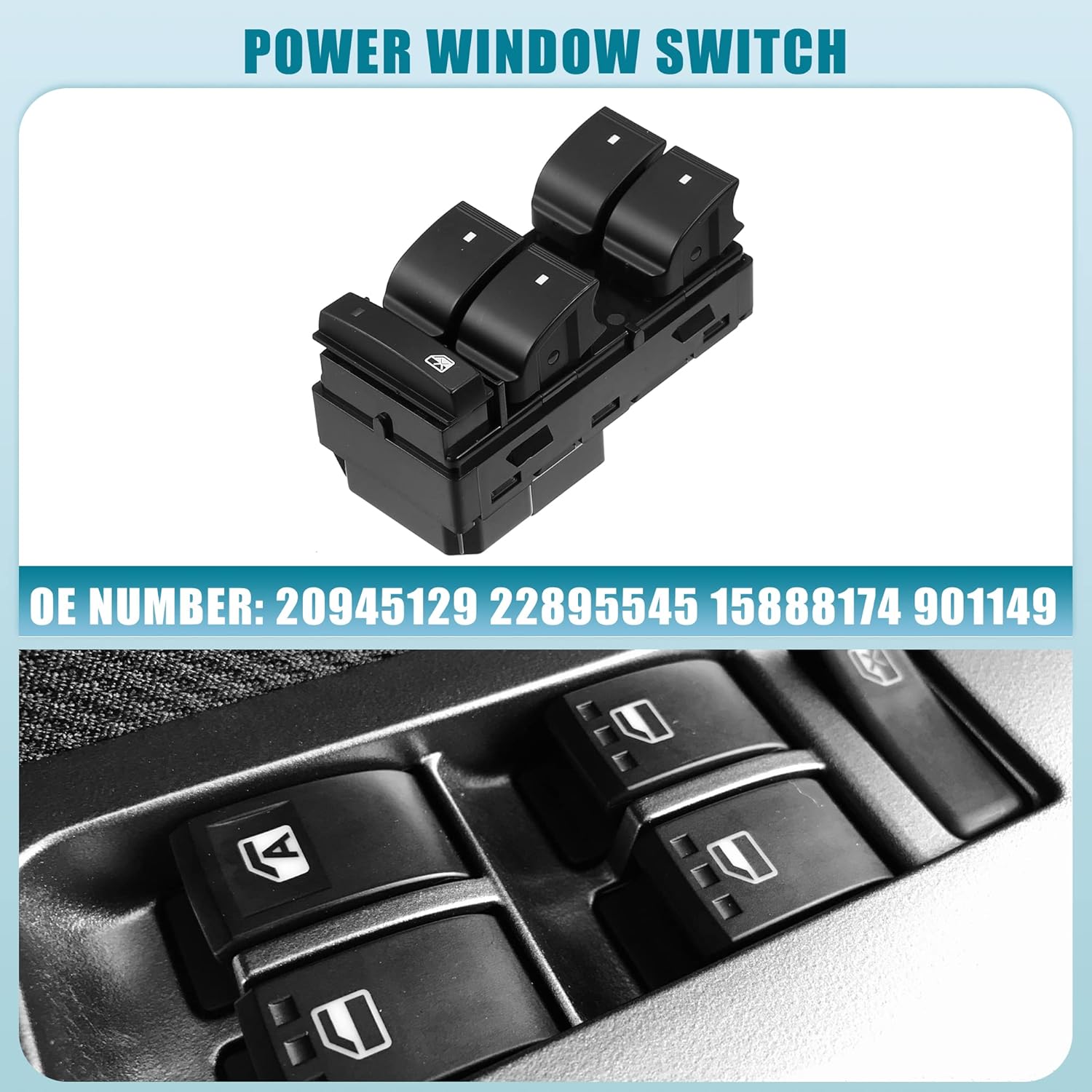 Power Window Switch 20945129 Power Master Window Control Switch for Chevy Silverado for GMC Sierra 1500 2500HD 3500HD 2007-2013 (Set of 1)