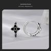 Elegant Black & White Retro Floral Earrings, S925 Sterling Silver Oxidized, Versatile Jewelry for Women