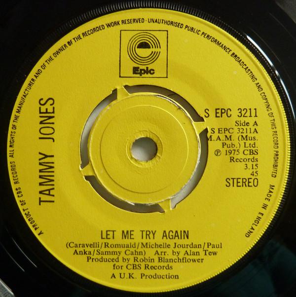 7inch Record TAMMY JONES - Let Me Try Again SEPC3211 Epic 1975 UK Rock Used