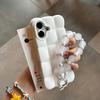 Cartoon Lattice 3D Block With Bead Lanyard Phone Case For iPhone 18 17 16 15 14 13 Pro Max Candy Color Shockproof Soft TPU Cover
