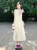 Small French Retro Lace Neck Dress Summer Women's New Sexy Sleeveless Off-the-shoulder Big Swing Dress