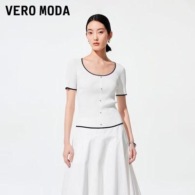 Women's Contrast Trim Vertical Stripe Knit Top